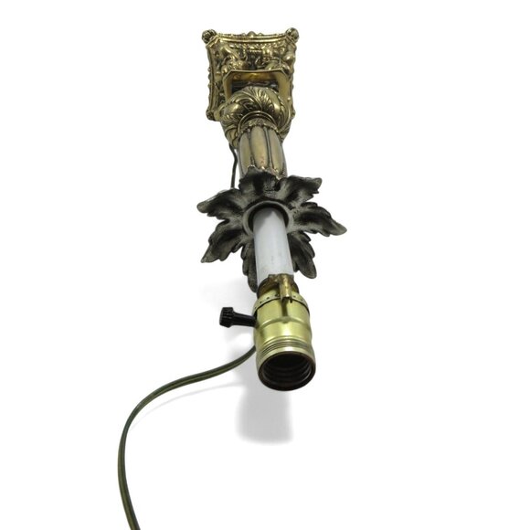 Cherub BRASS Table LAMP With Marble Accents 34" Tall Vintage Gold and Black - Picture 6 of 13